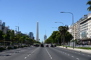 10 Looking Down Avenida 9 de Julio Avenue With Obelisco Obelisk And Ministry of Social Development Building Buenos Aires.jpg